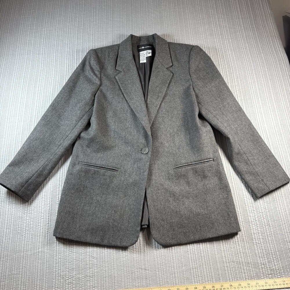 Sag Harbor Blazer Womens 12 Gray Dark Academia Corporate Sleek Quiet Luxury